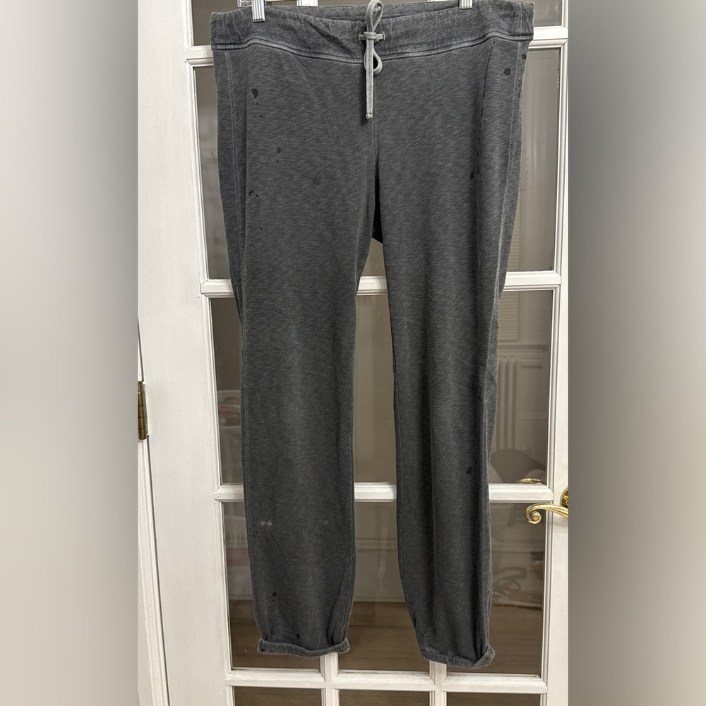 STANDARD JAMES PERSE Women's Dark Gray Drawstring Splatter Detail Sweatpants